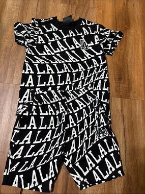 MLB Kids Black and White LA Allover Print Matching Set
